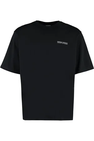 MARCELO BURLON Top, Herre, Sort, S, Bomuld, Bomulds T-shirt med Rund Hals og Rygprint