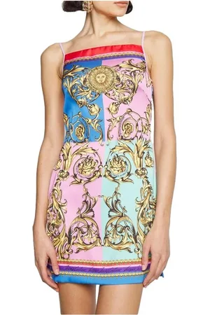 VERSACE Kjole, Dame, Flerfarvet, L, Polyester, Sommerkjole med Garland Sun Print