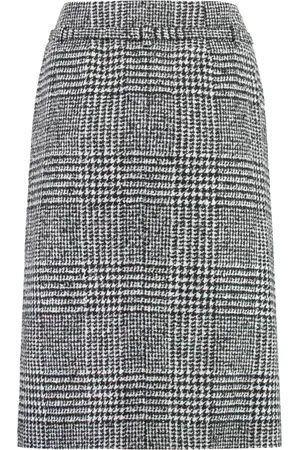 Tom Ford Nederdel, Dame, Sort, S, Uld, Houndstooth Uld Nederdel med Taljebælte