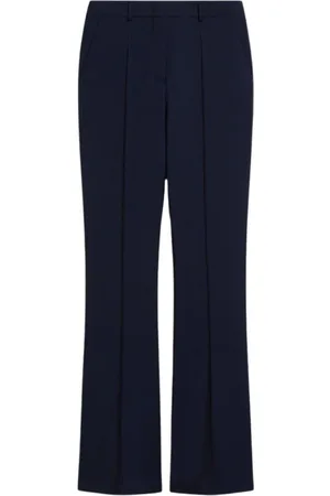 Sportmax Bukser, Dame, Blå, M, Uld, Blå Uldblanding Slim Fit Bukser