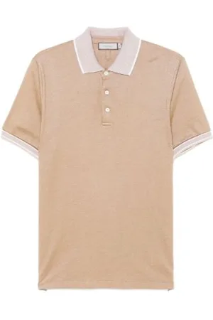 CANALI Top, Herre, Brun, 3XL, Bomuld, Brun gylden poloshirt