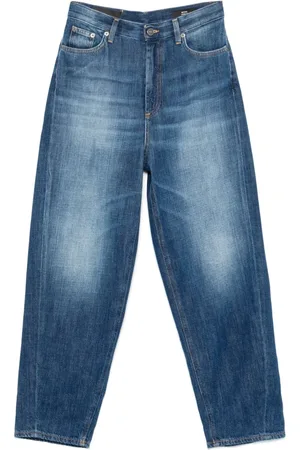 Dondup Jeans, Dame, Blå, W30, Bomuld, Loose Fit Jeans med Høj Talje