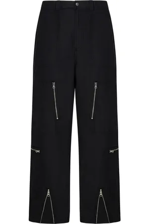 STUSSY Bukser, Herre, Sort, XL, Bomuld, Sorte Bukser med Lynlåsdetaljer