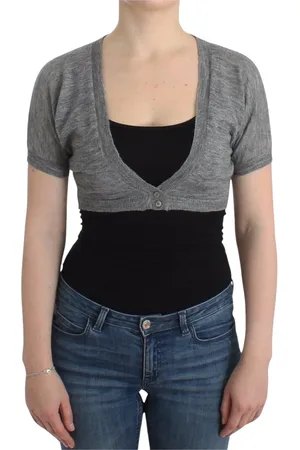 ERMANNO SCERVINO Strik, Dame, Grå, S, Uld, Lingerie Strik Grå Bolero Sweater Cardigan