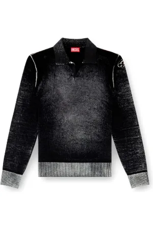 Diesel Strik, Herre, Sort, XL, Bomuld, Vintage Bomuldsstriktrøje