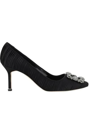 Manolo Blahnik Sko, Dame, Sort, 41 EU, Satin, Elegante Silk Satin Krystal Pumps