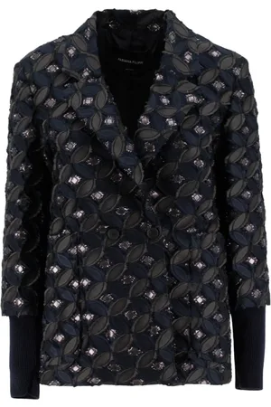 Fabiana Filippi Jakke, Dame, Blå, M, Tweed, Mønstret Tweed Dobbeltradet Blazer