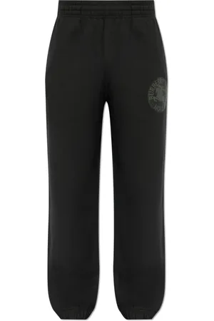Burberry Bukser, Herre, Sort, XL, Bomuld, Equestrian Knight-Printed Tapered Track Pants