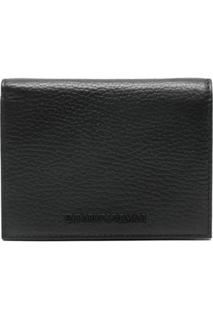 Emporio Armani Tilbehør, Herre, Sort, ONE SIZE, Læder, Slank læderpung med RFID-beskyttelse