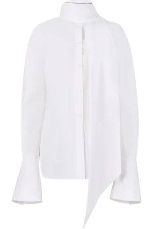 Nina Ricci Bluser & Skjorter, Dame, Hvid, XL, Uld, Bow Shirt - Elegant stil