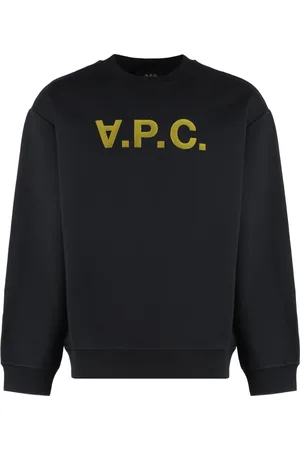 A.P.C. Sweathshirts & Hoodies, Herre, Sort, L, Bomuld, Velvet Effect Oversize Sweatshirt med Ribkanter