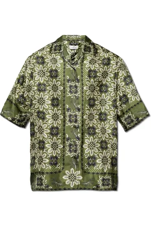 Etro Skjorte, Herre, Grøn, S, Printed Silk Boxy Shirt