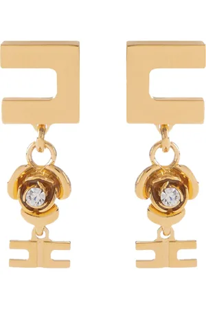 Elisabetta Franchi Tilbehør, Dame, Gul, ONE SIZE, Uld, Rose Charm Micro Øreringe