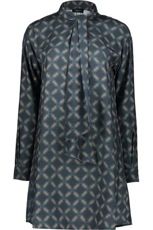 Fabiana Filippi Kjole, Dame, Blå, 40 EU, Polyester, Geometrisk Jacquard Kjole med Frontbue