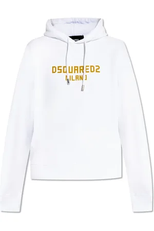 Dsquared2 Sweathshirts & Hoodies, Dame, Hvid, L, Bomuld, Hoodie med Logo-Bogstaver
