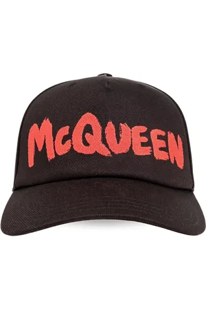 Alexander McQueen Tilbehør, Herre, Sort, L, Bomuld, Sort Baseballkasket med Print