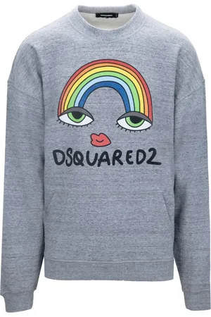 Dsquared2 Sweathshirts & Hoodies, Herre, Grå, M, Bomuld, Pullover Sweatshirt med Ribkant