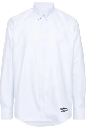 Maison Kitsuné Skjorte, Herre, Hvid, S, Bomuld, Handwriting Casual BD Skjorte
