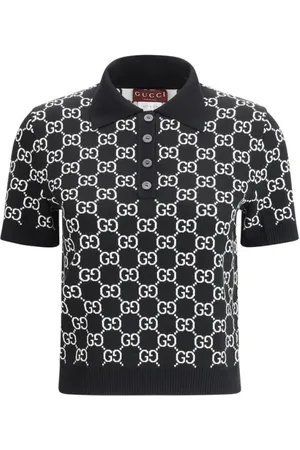 Gucci Top, Dame, Sort, S, Uld, GG Uld Jacquard Polo Skjorte