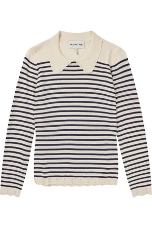 Munthe Strik, Dame, , 2XL, Uld, Stribet Polo Strik
