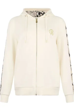 Roberto Cavalli Sweathshirts & Hoodies, Dame, , XL, Bomuld, Python Zip-Up Hættetrøje med Snøre