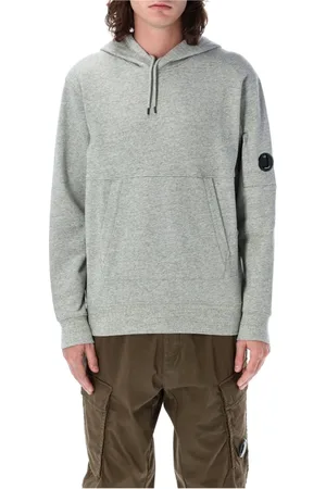 C.P. Company Sweathshirts & Hoodies, Herre, Grå, XL, Bomuld, Diagonal Raised Fleece Lens Hættetrøje
