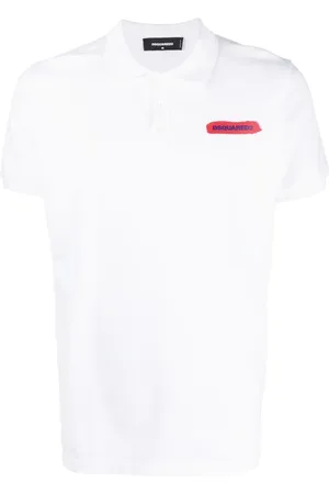 Dsquared2 Top, Herre, Hvid, 3XL, Bomuld, Logo Printet Polo Shirt