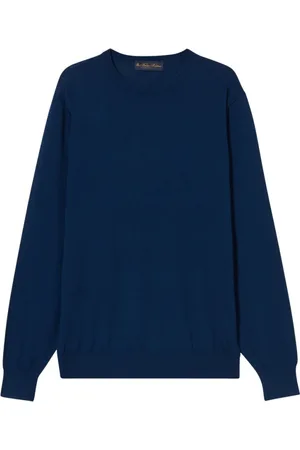 Brooks Brothers Strik, Herre, Blå, 3XL, Uld, Merino Uld Crewneck Sweater