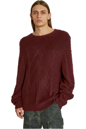 Guess Strik, Herre, Rød, 2XL, Uld, Cable Knit Loop Sweater