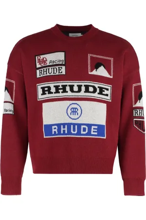 Rhude Strik, Herre, Rød, M, Cashmere, Merino Cashmere Ribbed Strik Sweater