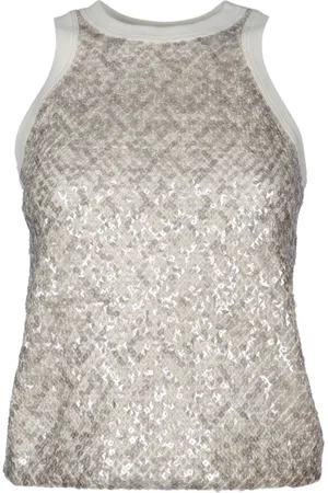 Brunello Cucinelli Top, Dame, Grå, L, Uld, Tank Top til Kvinder - Stilfuld og Behagelig