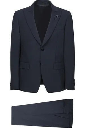 LARDINI Jakkesæt, Herre, Blå, 2XL, Uld, Elegant ulddragt med mikrostruktur