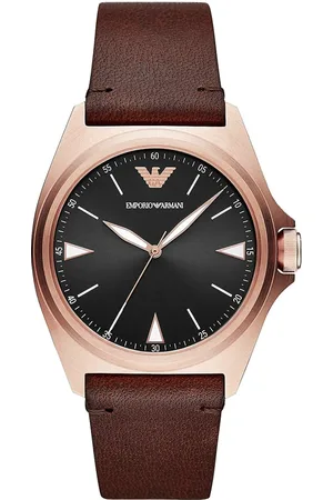 Emporio Armani Tilbehør, Herre, Lyserød, ONE SIZE, Læder, Quartz Analogt Ur