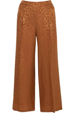 Carolina Herrera Bukser, Dame, Brun, S, Silke Jacquard Bukser med Lige Ben