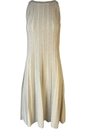 D.EXTERIOR Kjole, Dame, , S, Polyester, Ribbet Stribet Kjole med Lurex Detaljer