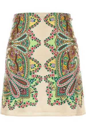 Etro Nederdel, Dame, Flerfarvet, 2XS, Satin, Satin Mini Nederdel med Print