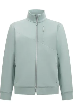 Boggi Milano Sweathshirts & Hoodies, Herre, Grøn, M, Bomuld, Full-Zip Hættetrøje i Letvægts Bomuldsblanding Scuba