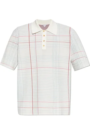 Bottega Veneta Top, Herre, Hvid, XL, Polyester, Polo med ternet mønster