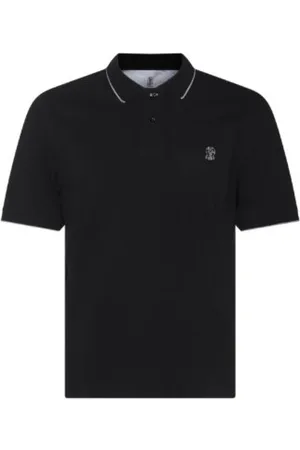 Brunello Cucinelli Top, Herre, Sort, XL, Bomuld, Kortærmet poloshirt