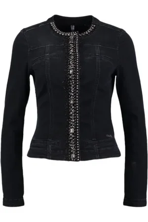 Liu Jo Strik, Dame, Sort, M, Denim, Denim Cardigan med Rhinsten