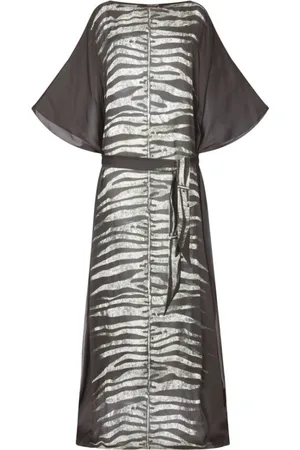 Roberto Cavalli Kjole, Dame, Sort, S, Zebra Print Silkekjole med Bælte