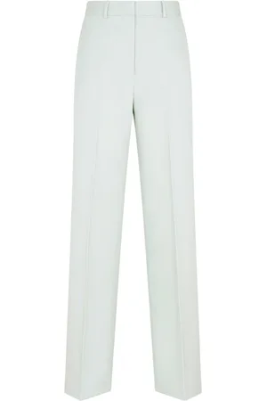 Lanvin Bukser, Dame, Grøn, M, Uld, Wide Leg Skræddersyede Bukser