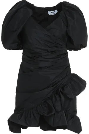 Msgm Kjole, Dame, Sort, 2XS, Polyester, Rynket Asymmetrisk Hem Polyester Kjole