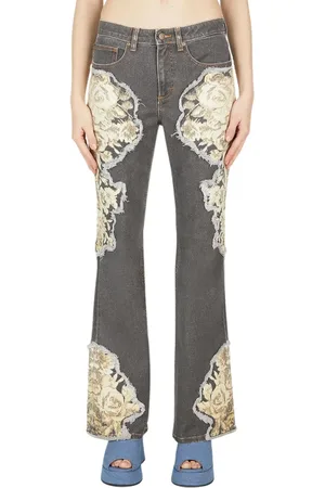 Guess Jeans, Dame, Grå, W30, Bomuld, Floral Printed Flared Jeans