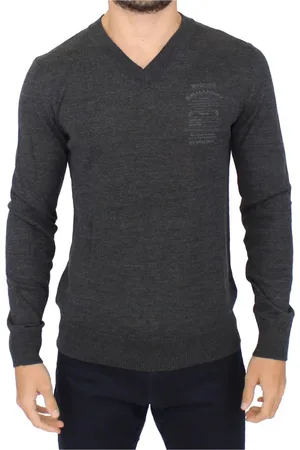 ERMANNO SCERVINO Strik, Herre, Grå, S, Uld, V-hals Pullover Sweater