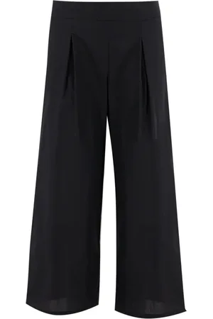 ERMANNO SCERVINO Bukser, Dame, Sort, M, Bomuld, Wide-leg bomuldsbukser