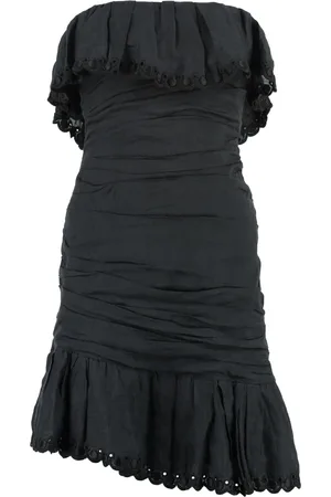 Isabel Marant Kjole, Dame, Sort, M, Uld, Off-shoulder kjole med flæser