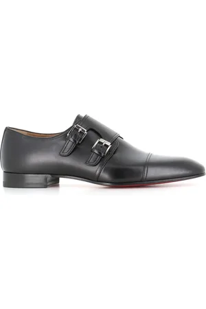 Christian Louboutin Sko, Herre, Sort, 41 1/2 EU, Læder, Sorte, flade sko med dobbeltspænde