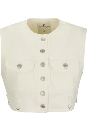 Courrèges Top, Dame, Hvid, M, Denim, Multiflex Denim Cropped Vest