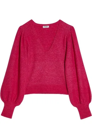 Liu Jo Strik, Dame, Lyserød, S, Uld, Balloon Sleeve Wool Blend Sweater